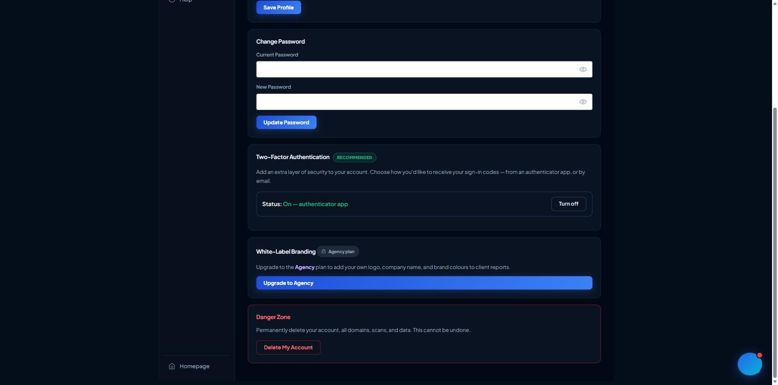 The Danger Zone with the Delete My Account confirmation